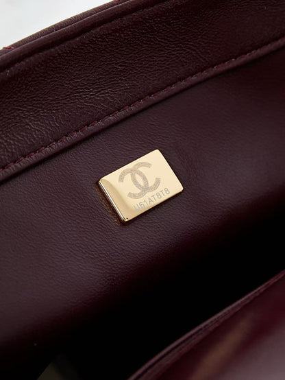 Chanel Flap Bag 25cm Wine Red Sheepskin With Gold Hardware