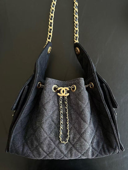 CC 25C Hobo Bag 30cm Black Denim