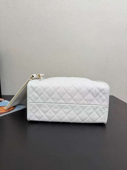 Chanel 2025 Hobo Bag 40cm White Grained Calfskin