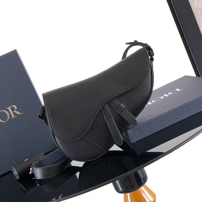 Christian Dior 2025 Saddle Bag 26cm Black Grained Calfskin