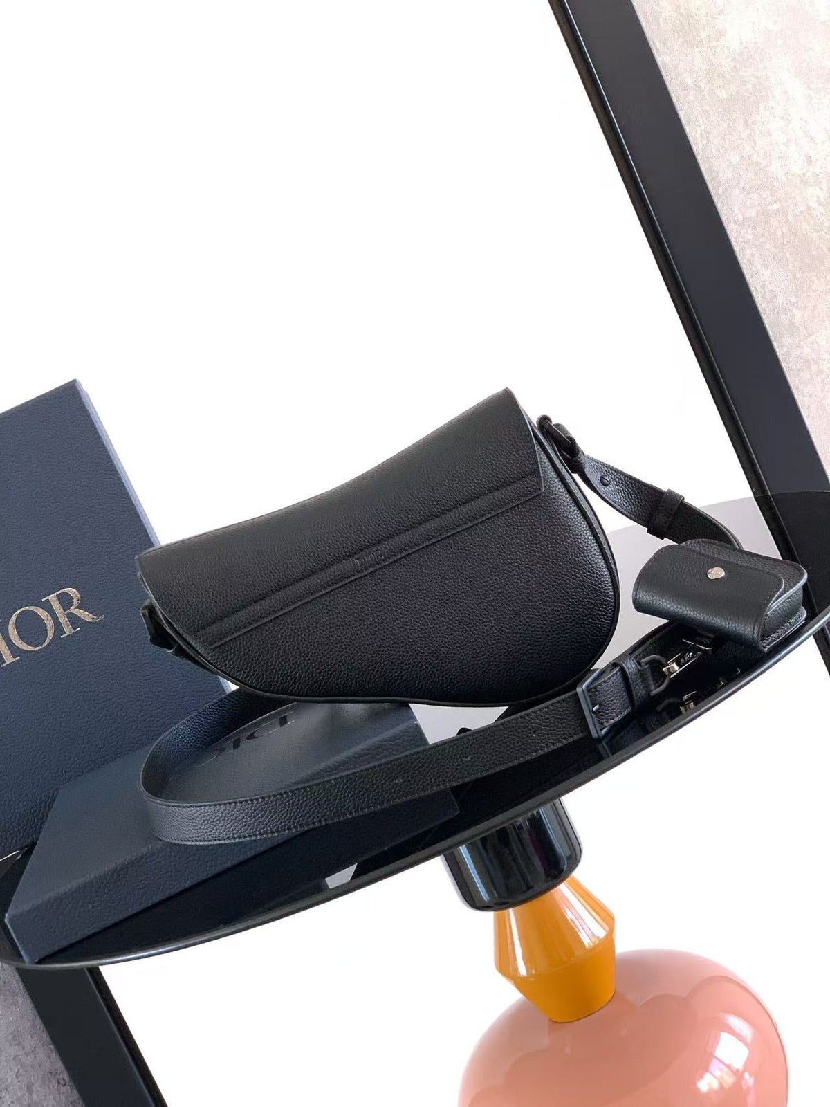 Christian Dior 2025 Saddle Bag 26cm Black Grained Calfskin