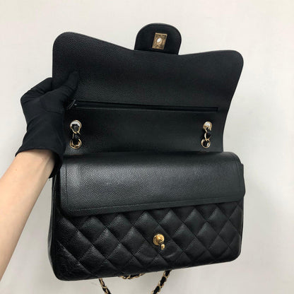 MEDIUM FLAP BAG 25CM BLACK CAVIAR HARDWARE
