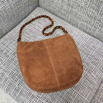Chanel 2026 Shoulder Bag 33cm Brown Suede