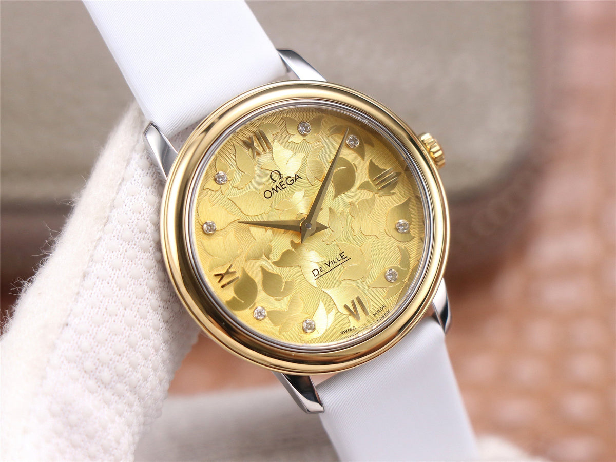 DE VILLE PRESTIGE 32 GOLD CASE YELLOW DIAL