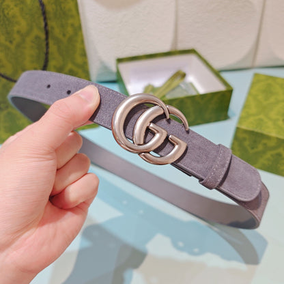 GG Marmont Belt 3cm Suede Leather SHW 212495