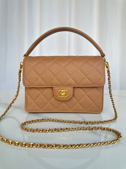 Chanel 2026 Flap Bag with Top Handle Gum-grain Cowhide