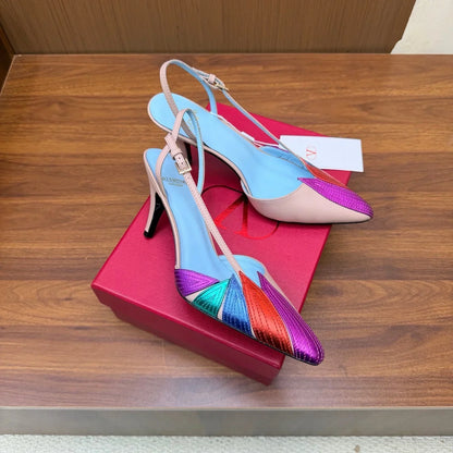 Valentino 2026 Foliefoliage Slingback Pumps Grainet Calfskin 871049