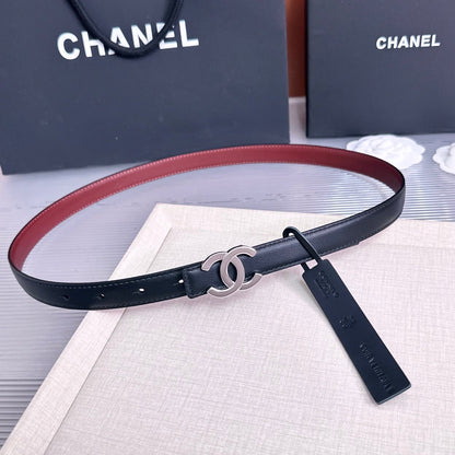 CC 26s 2cm Belt Black Burgundy Calfskin