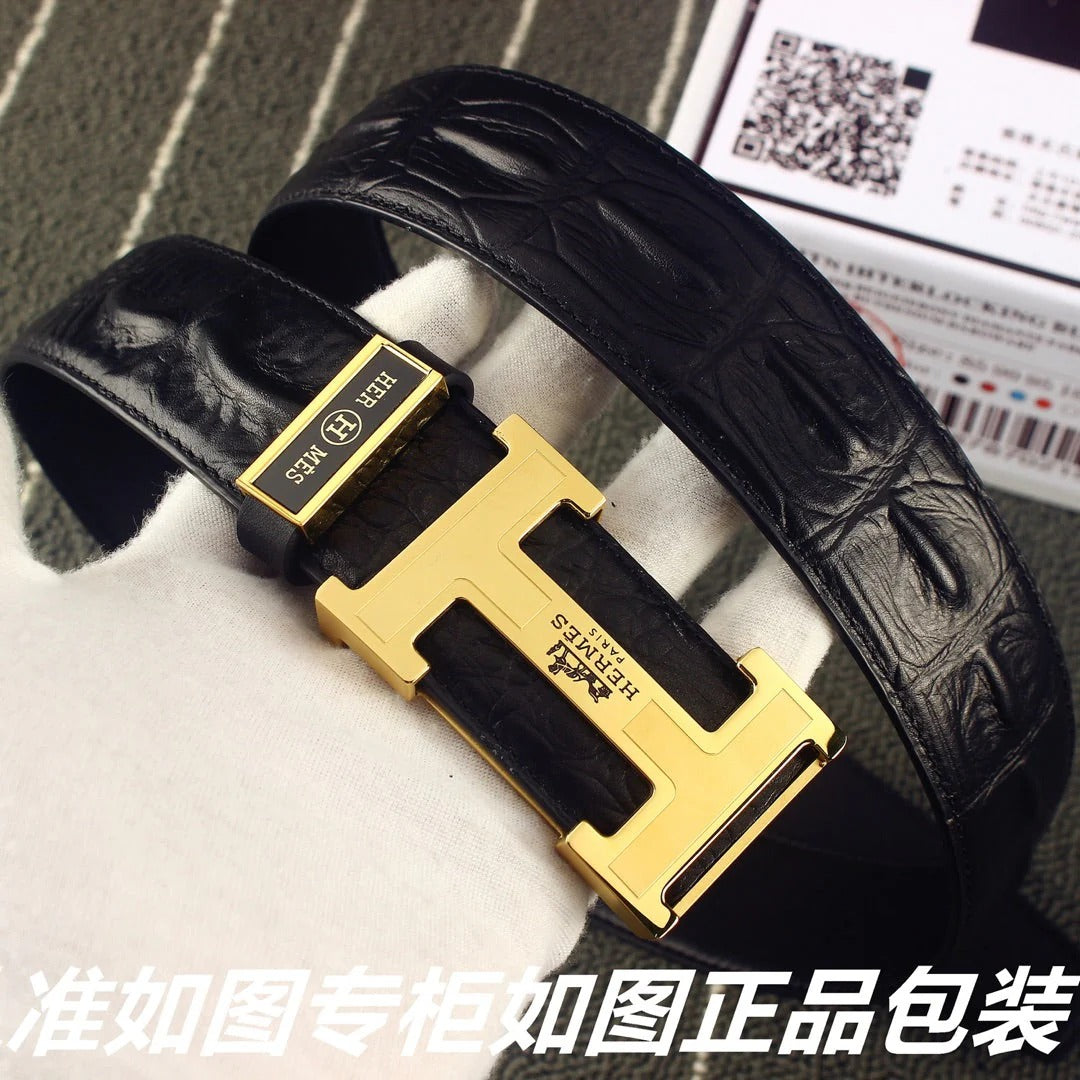 HM Original Belt 38mm Black Epsom Gold Buckle 620266