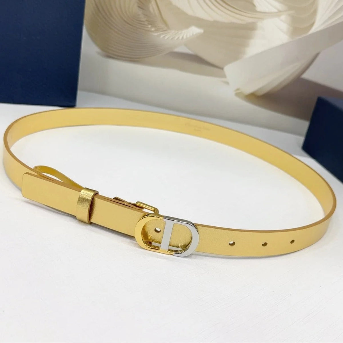 Dior 2026 Two-Tone Buckle Belt 20mm Leather 186140