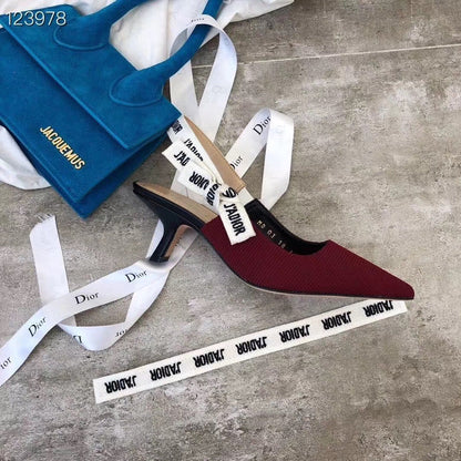 cd slingback pumps 65 dark red embroidered cotton