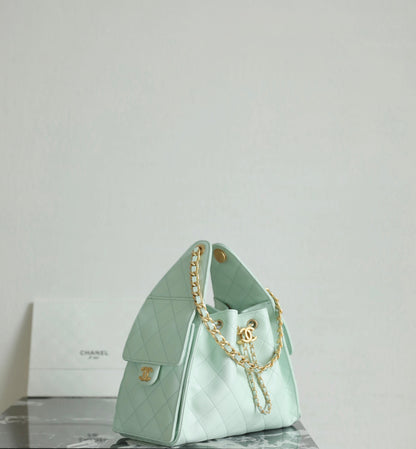 Chanel 2025 Hobo Bag 30cm Light Green Caviar Leather 338737