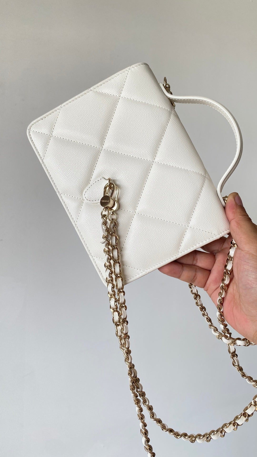 Chanel 25 Bag 18cm White Lambskin