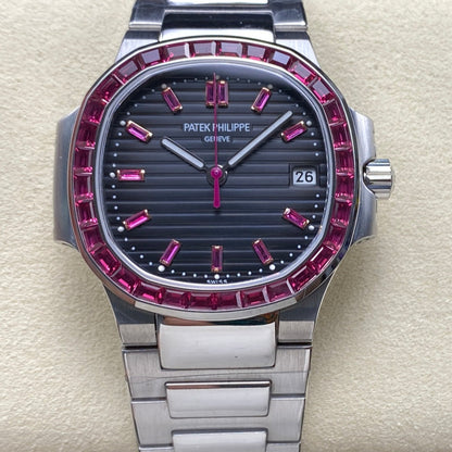 PATEK Nautilus 35.2mm Silver Black Pink Dial