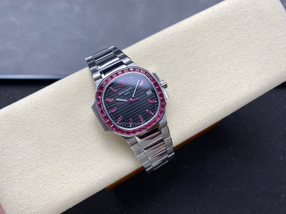 PATEK Nautilus 35.2mm Silver Black Pink Dial