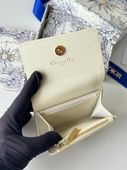 CD 30 Montaigne Glycine Wallet 11cm White Grey Jacquard