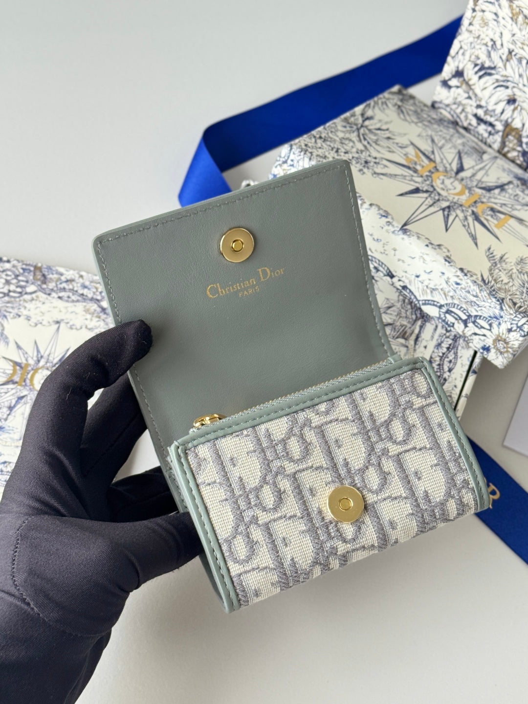 CD 30 Montaigne Glycine Wallet 11cm Grayish Jacquard