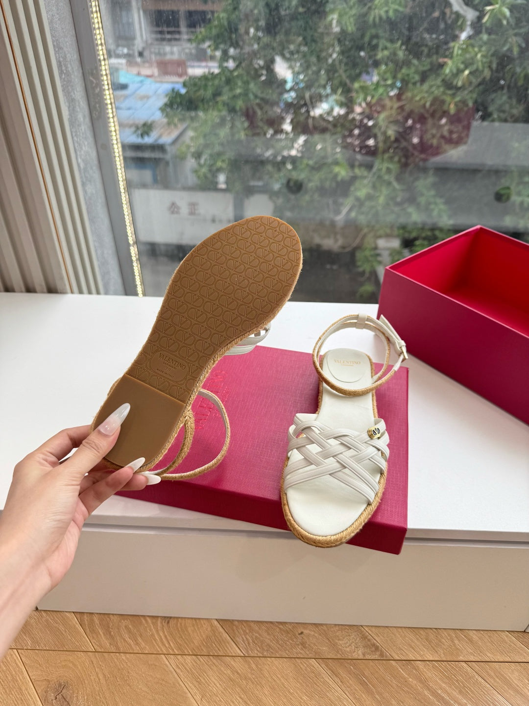 VLogo Bribri Espadrille Sandals White Leather 933615