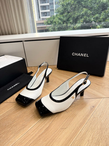 CC 26s Slingback White Black Patent Leather 933124