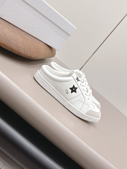 CD Dior Black Star Mule White Suede Leather 739311