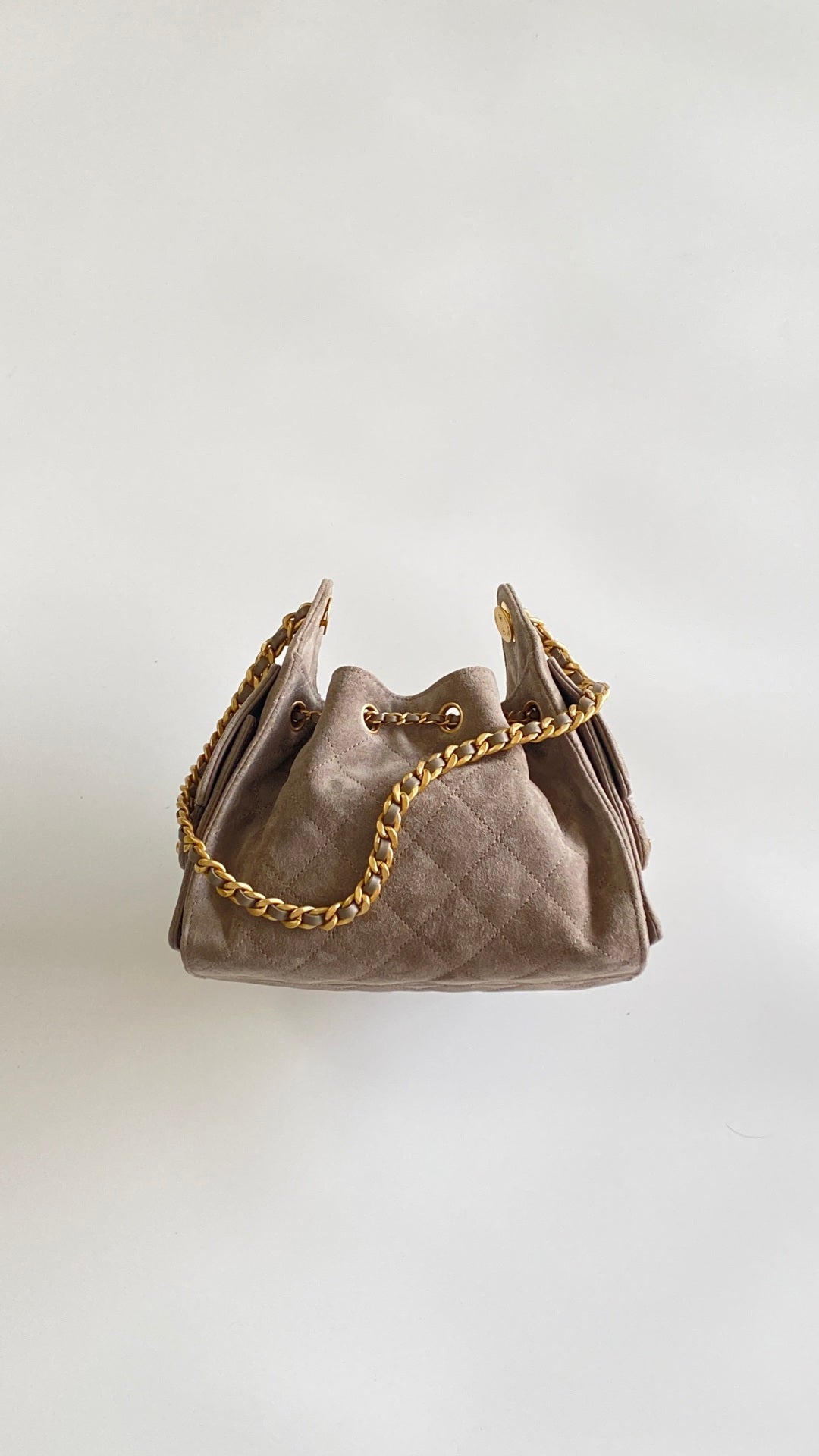 Chanel 2026 Hobo Bag 22cm Light Grey Suede