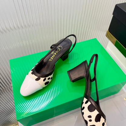 CC Slingback 6.5cm White Cream Leopard-Print Leather 923838