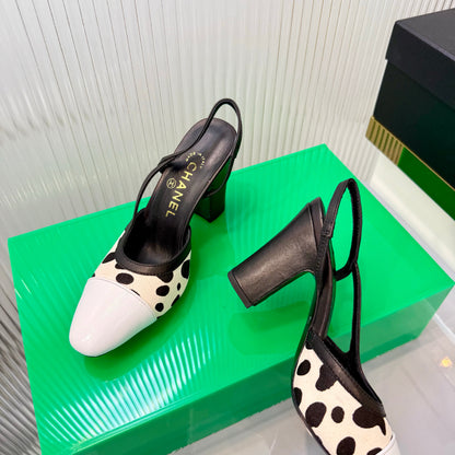 CC Slingback 9cm White Cream Leopard-Print Leather 923845