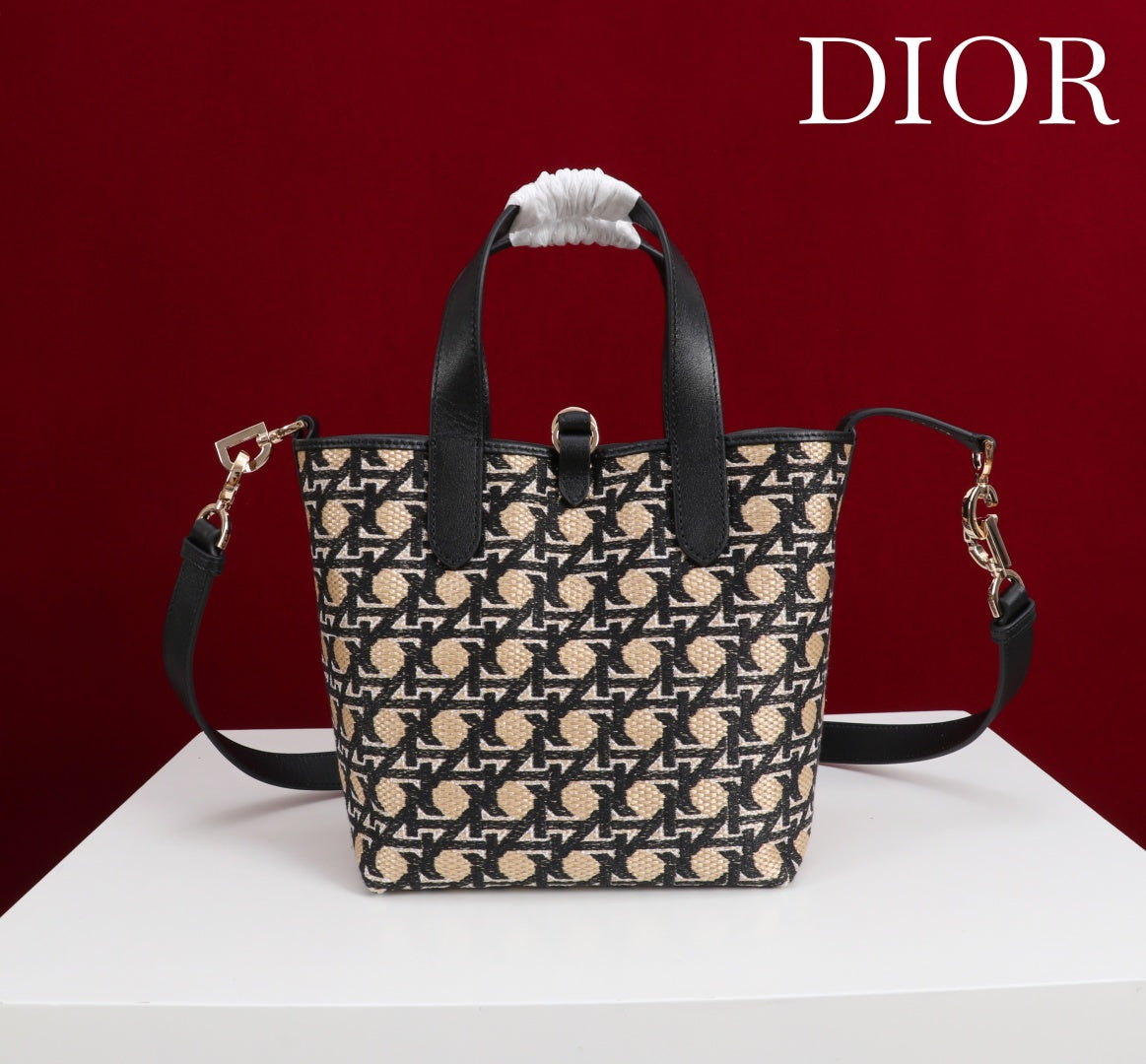 CD Toujours Vertical Small Bag 19Diamond Black Beige Leather