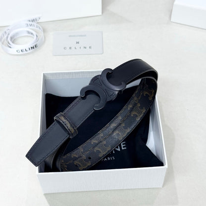 CELINE 26S BELT 25 MM IN BLACK CALFSKIN 654840