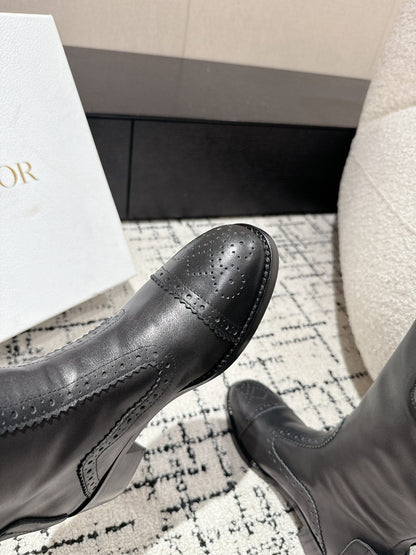 CD High Boots Black Classic Pattern Calfskin