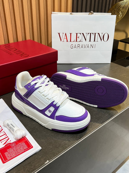 VT 25S Couple Sneakers White Purple Calfskin Suede 563108