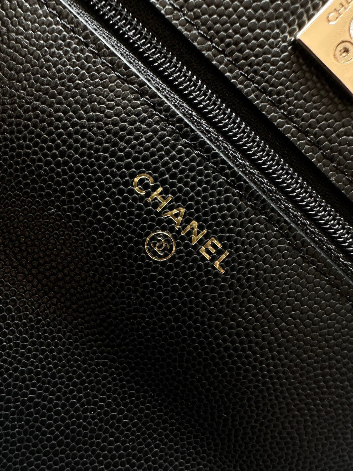 Chanel 2025 Trendy CC Wallet on Chain 19cm Bag Black Caviar Leather 320291