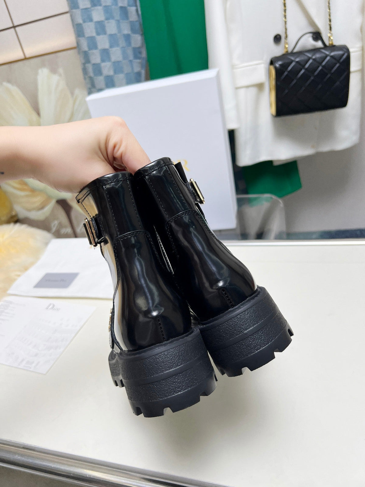 CD D-Quest Ankle Boot Glossy Black Calfskin