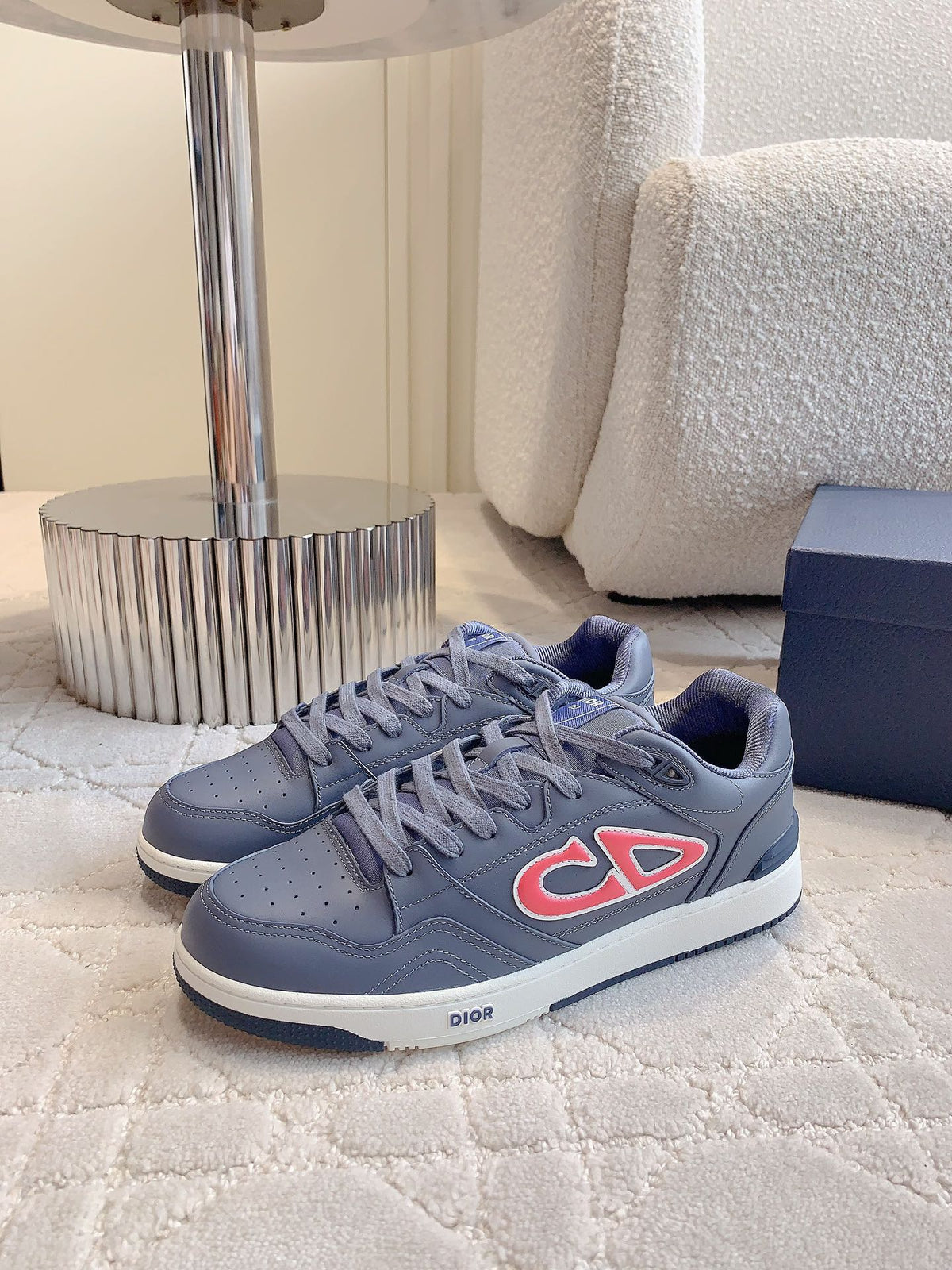 CD AND STONE ISLAND B57 Low-Top Sneaker – Limited And Numbered Edition Blue Mix Red Calfskin