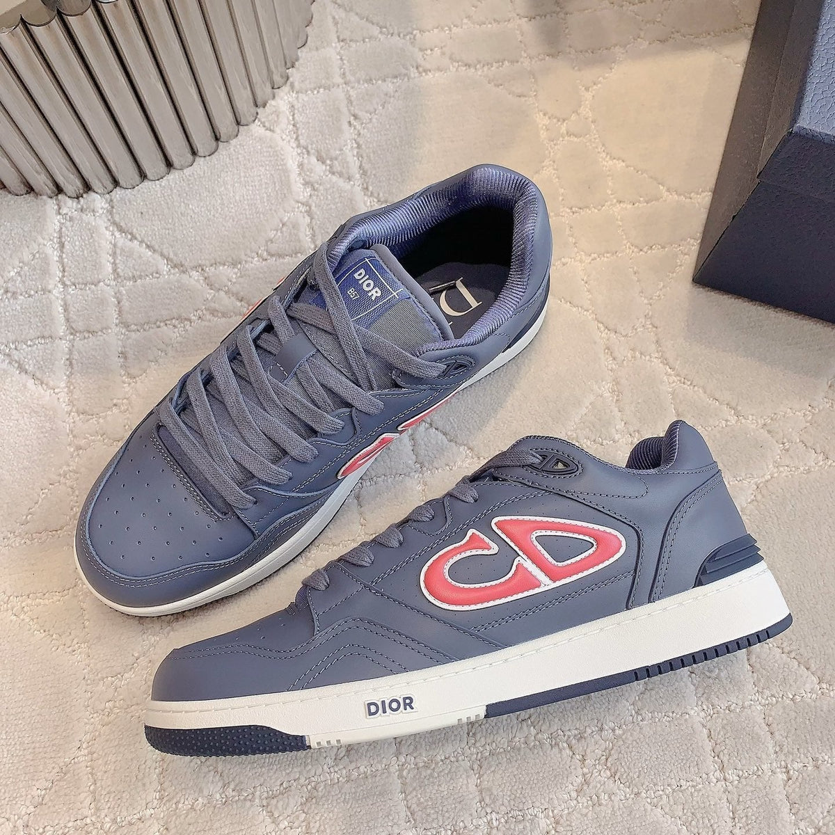 CD AND STONE ISLAND B57 Low-Top Sneaker – Limited And Numbered Edition Blue Mix Red Calfskin