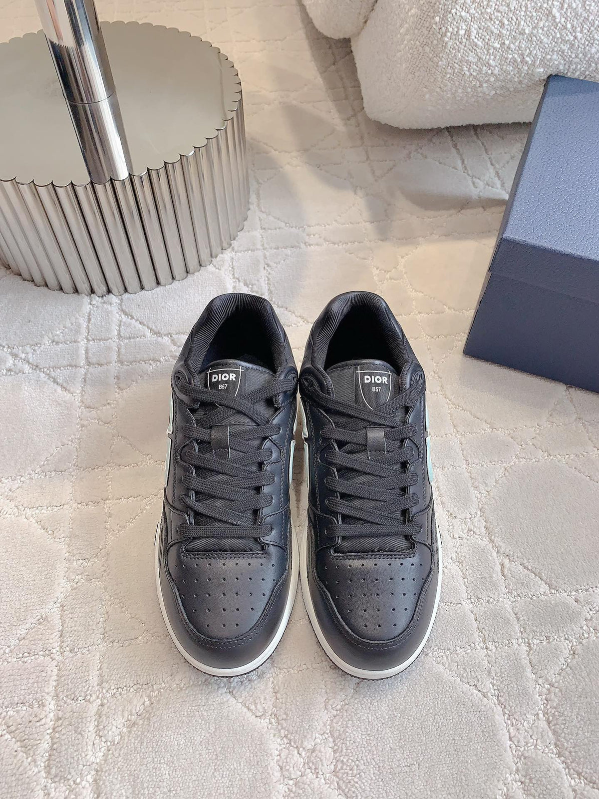 CD AND STONE ISLAND B57 Low-Top Sneaker – Limited And Numbered Edition Black And Light Green Calfskin