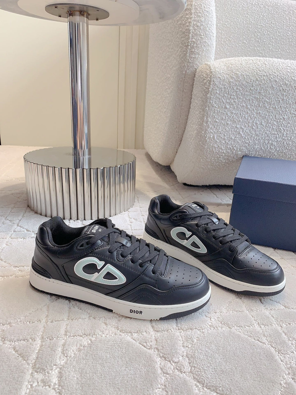 CD AND STONE ISLAND B57 Low-Top Sneaker – Limited And Numbered Edition Black And Light Green Calfskin