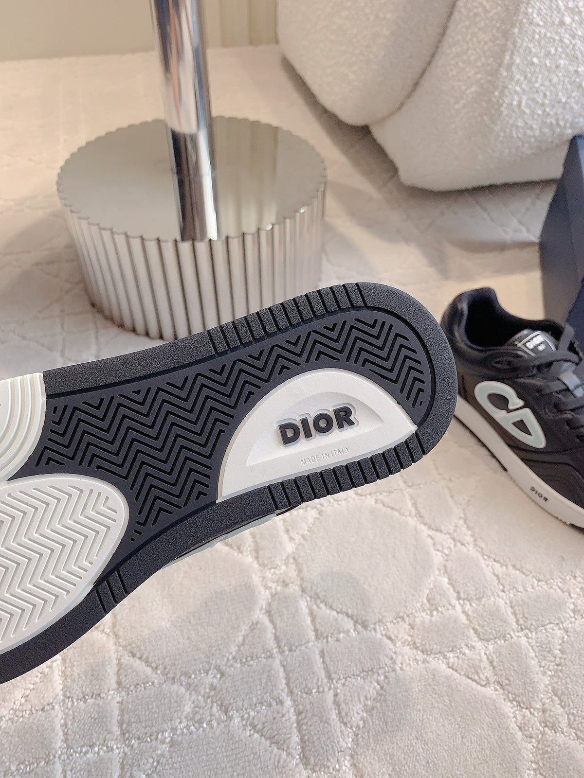 CD AND STONE ISLAND B57 Low-Top Sneaker – Limited And Numbered Edition Black And Light Green Calfskin