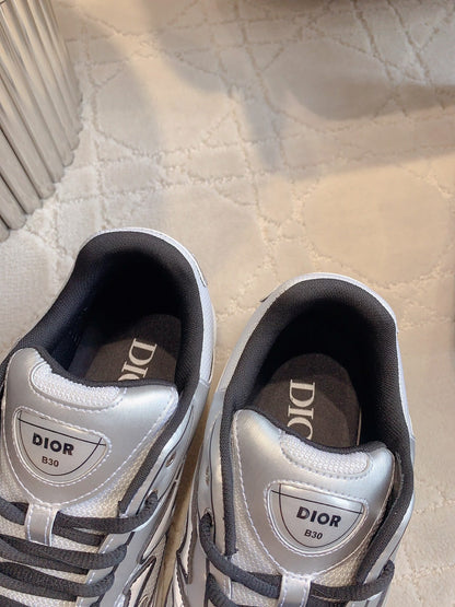 CD B30 Sneaker Grey White Mix Black Polyester Mesh Fabric And Calfskin