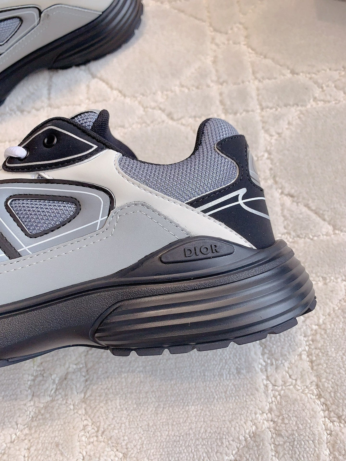 CD B30 Sneaker Cement Grey Mix Black White Polyester Mesh Fabric And Calfskin