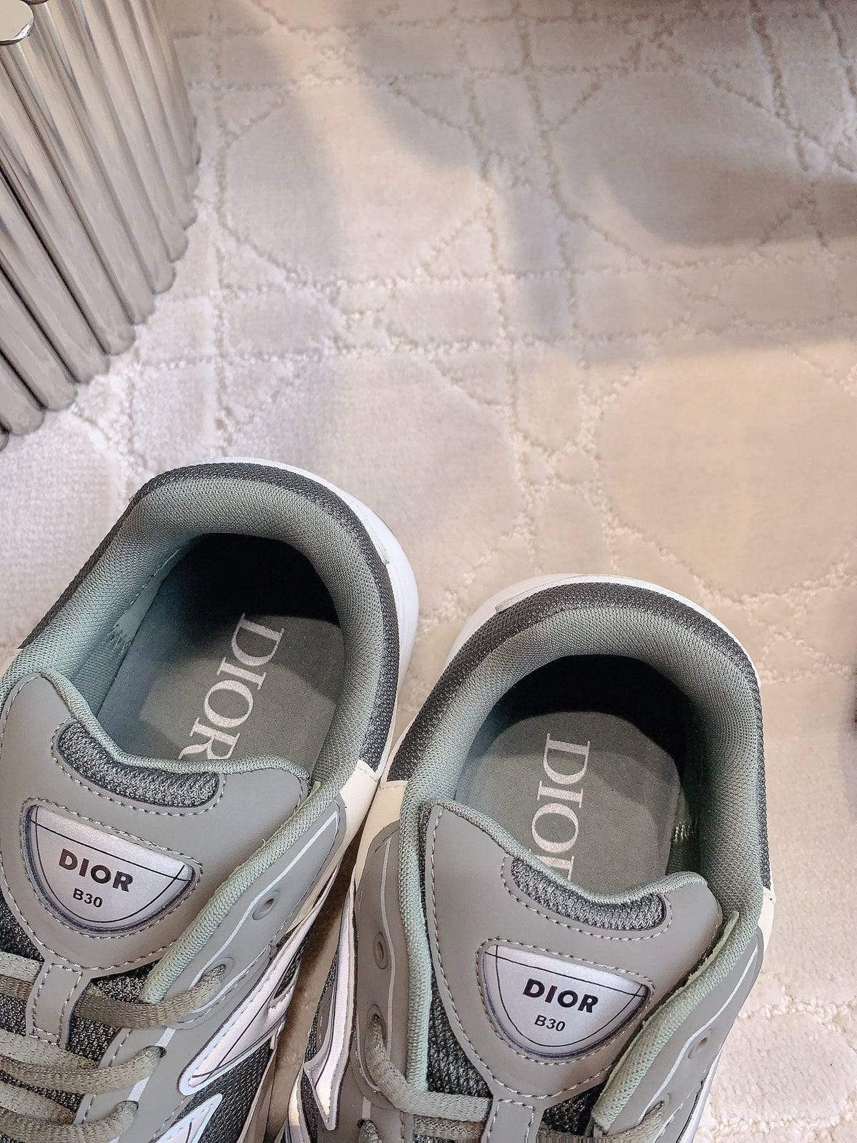 CD B30 Sneaker Gray Brown Mix Beige White Polyester Mesh Fabric And Calfskin