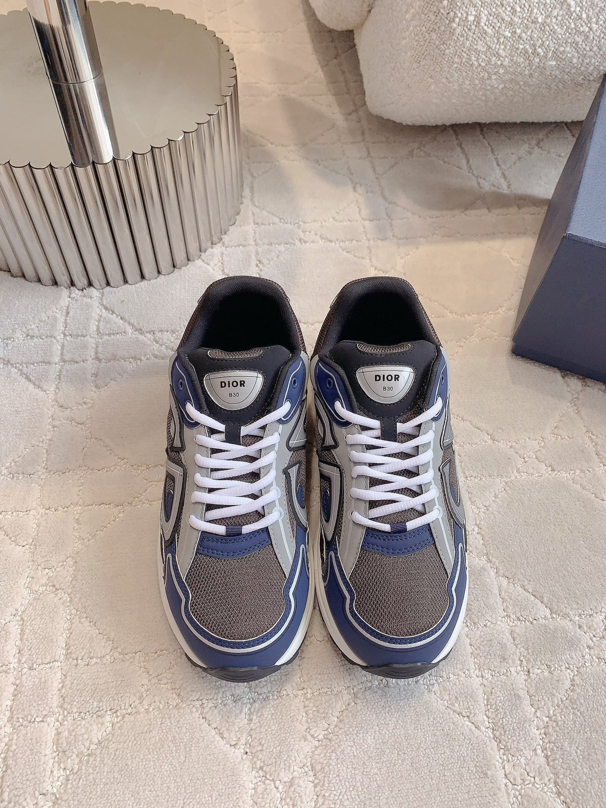 CD B30 Sneaker Brown Blue Mix Grey Polyester Mesh Fabric And Calfskin