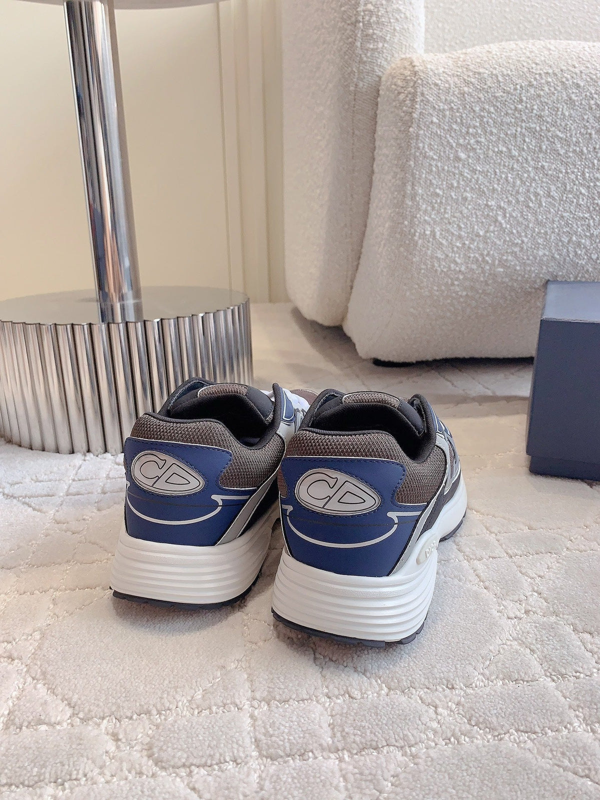 CD B30 Sneaker Brown Blue Mix Grey Polyester Mesh Fabric And Calfskin