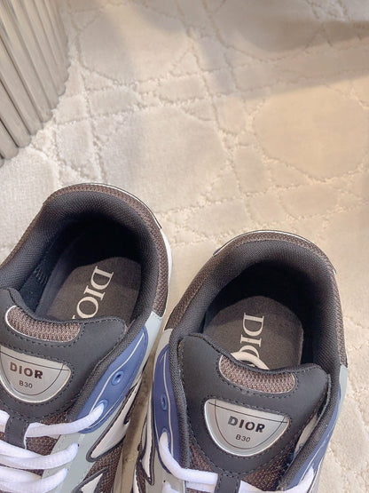 CD B30 Sneaker Brown Blue Mix Grey Polyester Mesh Fabric And Calfskin