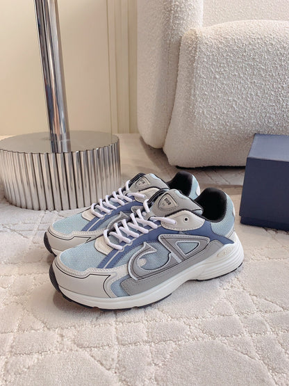 CD B30 Sneaker Dark Blue Grey Mix Light Blue White Polyester Mesh Fabric And Calfskin