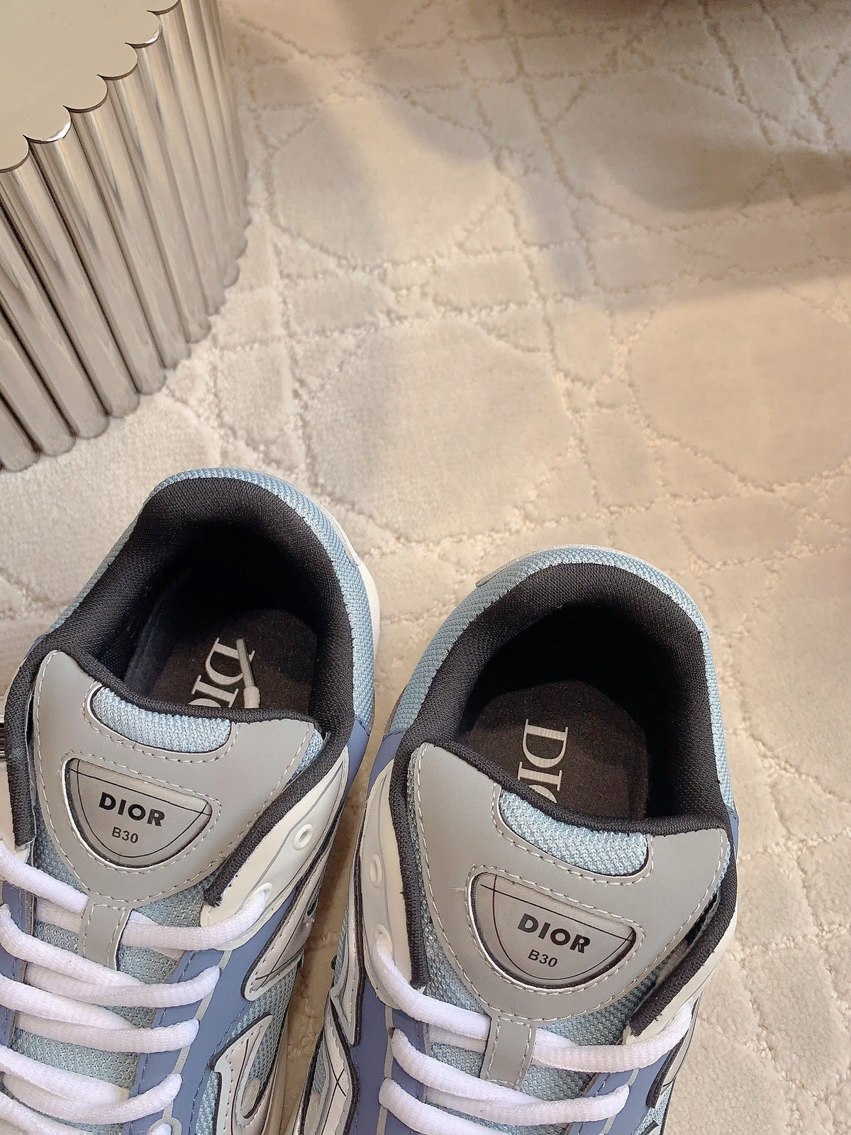 CD B30 Sneaker Dark Blue Grey Mix Light Blue White Polyester Mesh Fabric And Calfskin