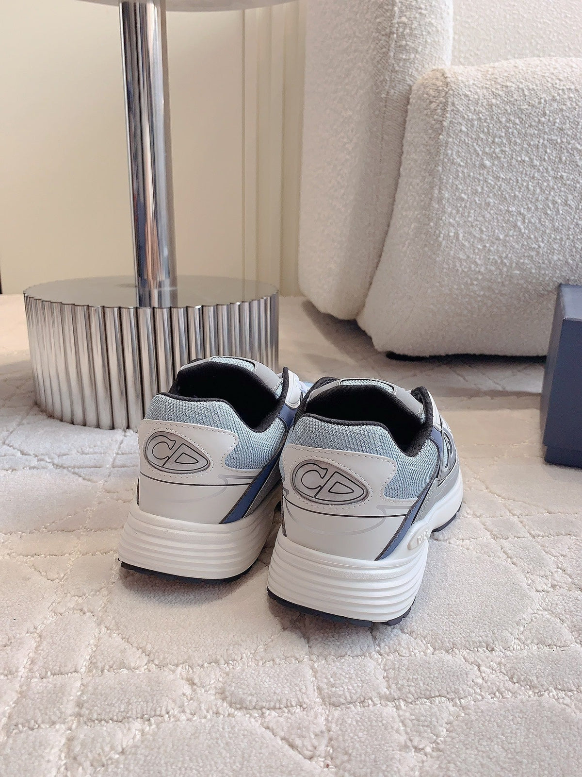 CD B30 Sneaker Dark Blue Grey Mix Light Blue White Polyester Mesh Fabric And Calfskin