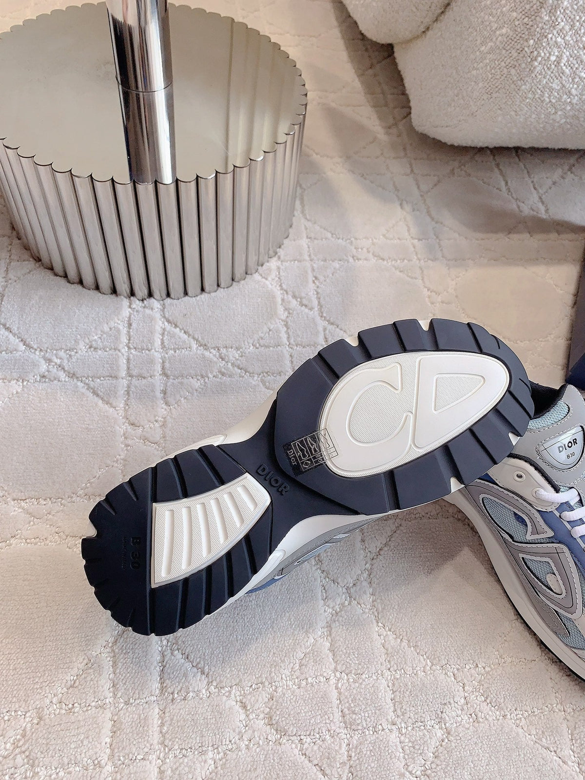 CD B30 Sneaker Dark Blue Grey Mix Light Blue White Polyester Mesh Fabric And Calfskin