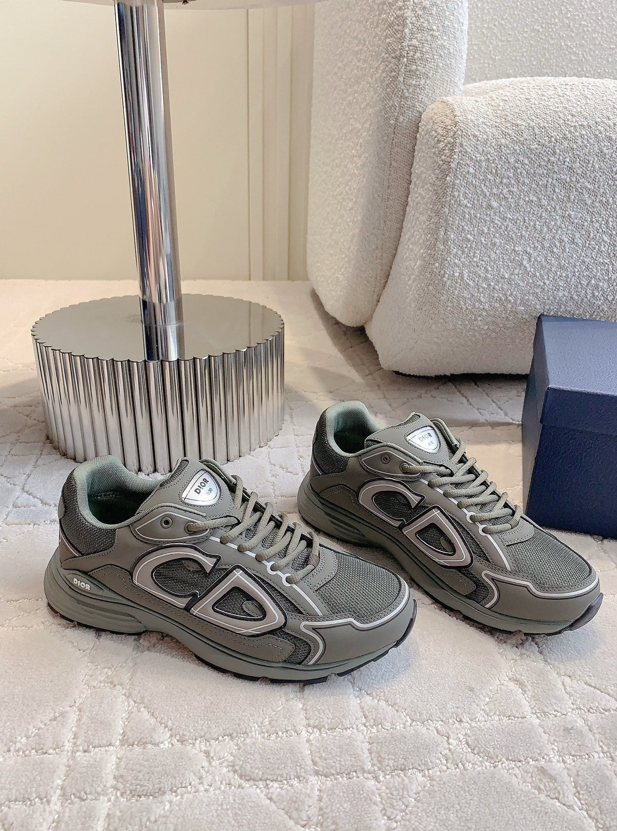 CD B30 Sneaker Dark Grey Polyester Mesh Fabric And Calfskin