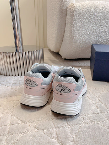 CD B30 Sneaker Grey Mix Pastel Pink Polyester Mesh Fabric And Calfskin